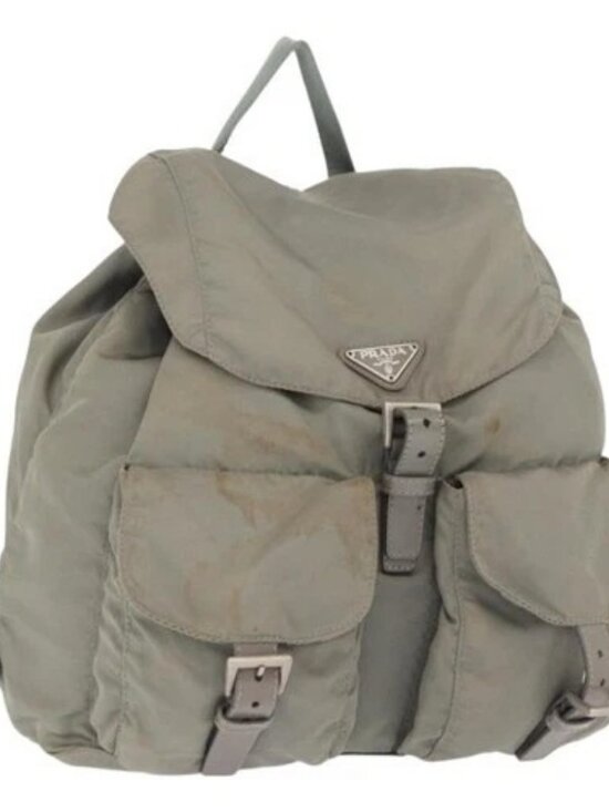 PRADA Backpack Nylon Gray Silver Auth 165573 main image 9